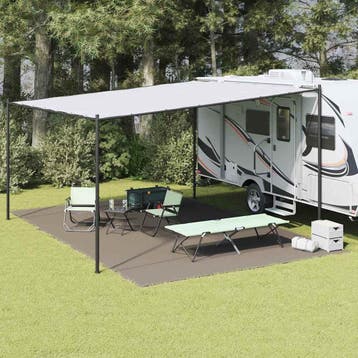 vidaXL Tenttapijt Lichtgrijs 600 x 400 cm Polyetheen, Caravanes & Camping, Accessoires de tente, Verzenden