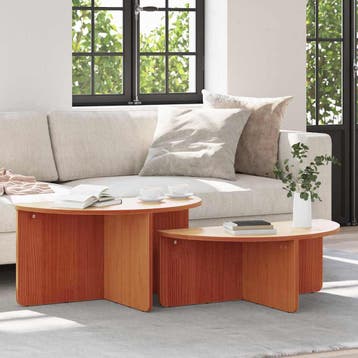 vidaXL Salontafel 2 st Wasbruin 79 x 39,5 x 40 cm Massief, Huis en Inrichting, Verzenden, Nieuw