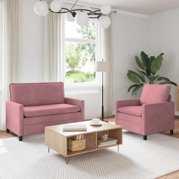 vidaXL bank / zetelstel 2 st Roze Fluweel, Verzenden