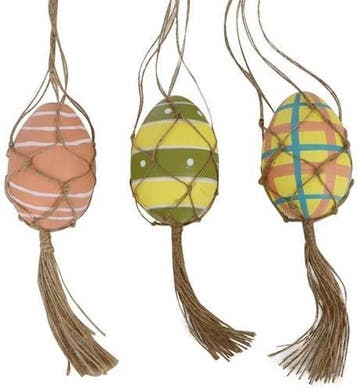 Macramé eihangers Roze Groen mix handmade 3 stuks, Hobby en Vrije tijd, Nieuw