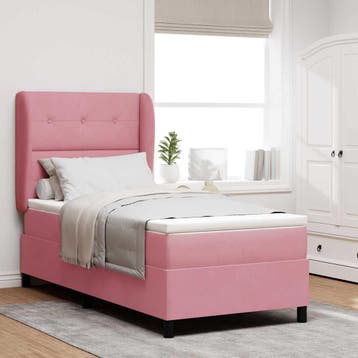 vidaXL Boxspring bed met hoofdeinde Roze 200 x 100 cm, Verzenden