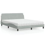 vidaXL Bed met matras Dover fluweel lichtgrijs 160x200 cm, Verzenden