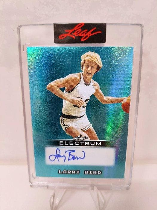 2022/23 Leaf Electrum Larry Bird Gesigneerde kaart,, Verzamelen, Stickers