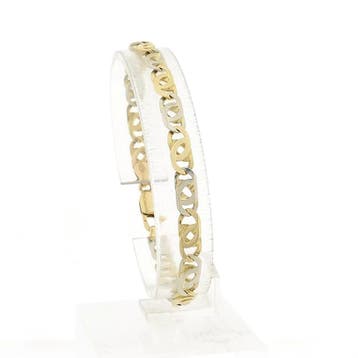 Bicolor gouden valkenoogschakel armband; Midas; 14 karaat..., Ophalen of Verzenden, Gebruikt, Goud, Goud