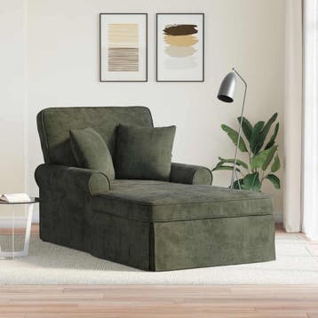 vidaXL Chaise Lounge met Rok met kussen Groen 157 x 91 x 91, Verzenden