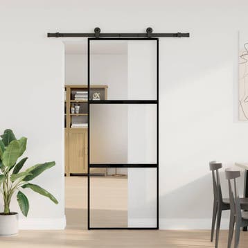 vidaXL Schuifdeur met beslag 76x205 cm gehard glas en, Doe-het-zelf en Bouw, Verzenden, Nieuw