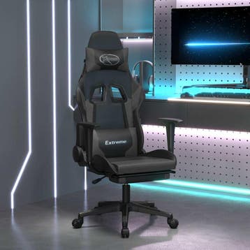 vidaXL Massage gamestoel met voetensteun kunstleer zwart en, Verzenden