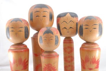 Poupée kokeshi japonaise traditionnelle - Bois - Japon - Fin