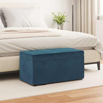 vidaXL Kruk Blauw 81 x 41 x 40 cm Velvet en Geengineerd Hout, Verzenden, Nieuw