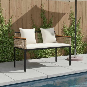 vidaXL Tuinbank 2 -Seater 117 x 54 x 74.5 cm poly rattan, Tuin en Terras, Verzenden, Nieuw