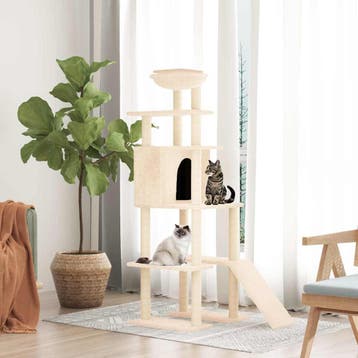 vidaXL Kattenmeubel met sisal krabpalen 166 cm crèmekleurig, Verzenden