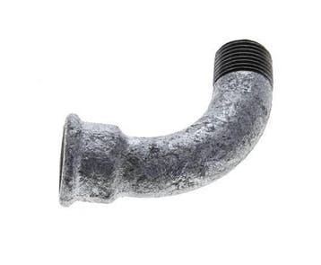 Raccord coudé 90deg 3/8 Male R x Female Rp Long Fonte, Verzenden