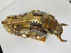 Exclusief S.Buru - Sculpture, signed-CHARGING BULL-2kg -