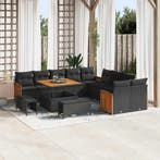 vidaXL Tuinbank Set 13 pcs Zwart Poly Riet en Poedergecoat, Verzenden