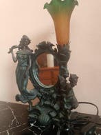 Statue, Tiffany lamp - 60 cm - Fer forgé, Bronze patiné