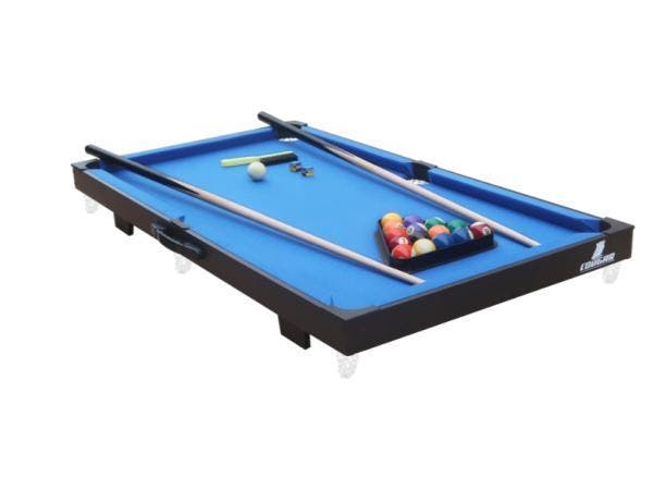 Veiling - Cougar Pooltafel Mini Draagbaar Zwart/blauw, Sport en Fitness, Biljarten en Poolen