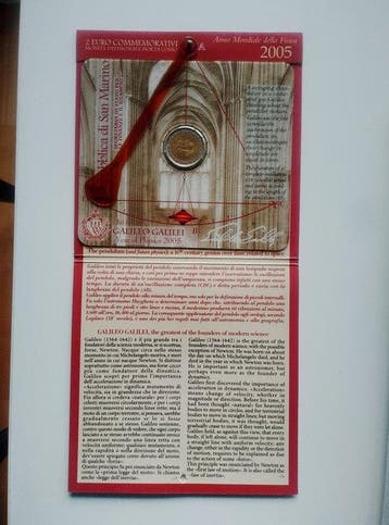 San Marino. 2 Euro 2005 Galileo Galilei (Zonder