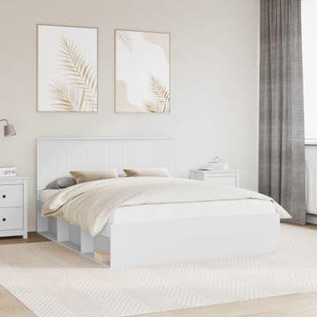 vidaXL Bedframe met hoofdeinde Wit 160 x 200 cm Massief, Verzenden, Nieuw