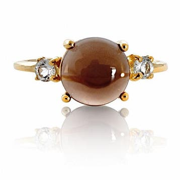 925 zilver verguld - smoky kwarts - peridoot - Ring