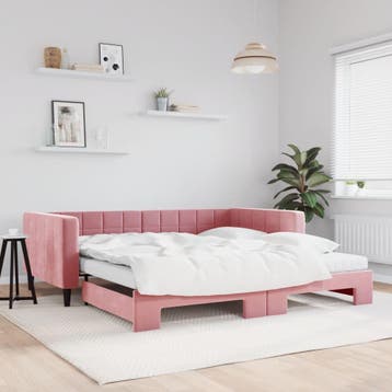 vidaXL Slaapbank onderschuifbed en matrassen 100x200 cm, Verzenden