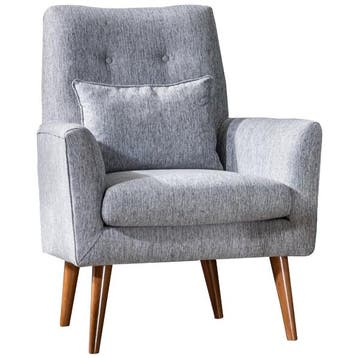 Evila Originals Aria Fauteuil, Houtfineer, Grijs - Outlet -, Verzenden