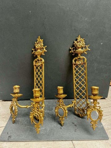 Wandkandelaar (2) - Messing - Louis XVI-stijl, Nieuw