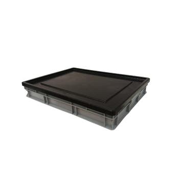 Stapelbak 800x600x120 mm euronorm met oplegdeksel grijs, Ophalen of Verzenden