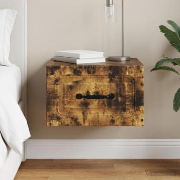 vidaXL Muurbevestigde Nachttafel Gerookt eiken 34,5 x 33 x, Verzenden, Nieuw