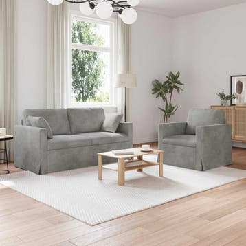 vidaXL bank / zetelstel 2 st Lichtgrijs Fluweel, Verzenden, Nieuw