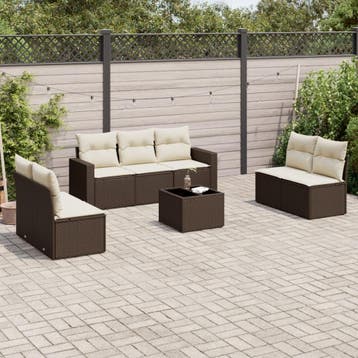 vidaXL 8-delige Loungeset met kussens poly rattan bruin, Verzenden