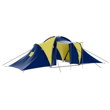 vidaXL Tent 9-persoons polyester blauw en geel, Verzenden