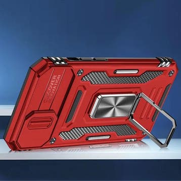 iPhone 15 Plus - Armor Hoesje met Kickstand en Camera Slide, Télécoms, Téléphonie mobile | Housses, Coques & Façades | Apple iPhone