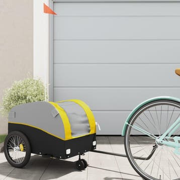 vidaXL Fietstrailer 30 kg ijzer zwart en geel, Verzenden, Nieuw