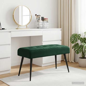 vidaXL Bank met knopen tufting Donkergroen 80 x 40 x 46 cm, Verzenden