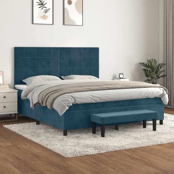 vidaXL Boxspring met matras fluweel donkerblauw 160x200 cm, Verzenden, Nieuw