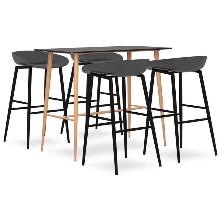vidaXL 5-delige Barset zwart en grijs, Huis en Inrichting, Complete eetkamers, Nieuw, Verzenden