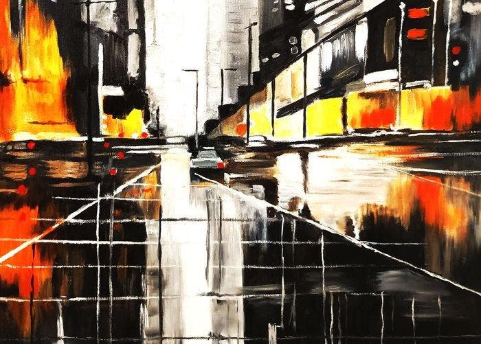 Mercedes Gilaberte - Vista urbana, Antiquités & Art, Art | Peinture | Moderne