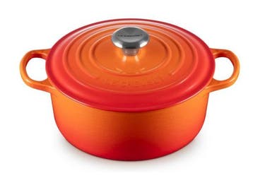 Veiling - LE CREUSET geëmailleerde gietijzeren ronde braadp, Huis en Inrichting, Keuken | Potten en Pannen, Nieuw