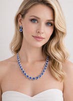 Halsketting Platina - 47.70ct. tw. Tanzaniet - Diamant -