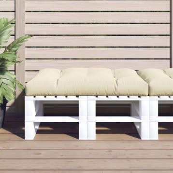 vidaXL Palletkussen 120x80x12 cm stof crèmekleurig, Verzenden