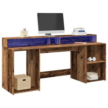 vidaXL Bureau met LED-verlichting 200x55x91 cm bewerkt hout, Verzenden, Nieuw