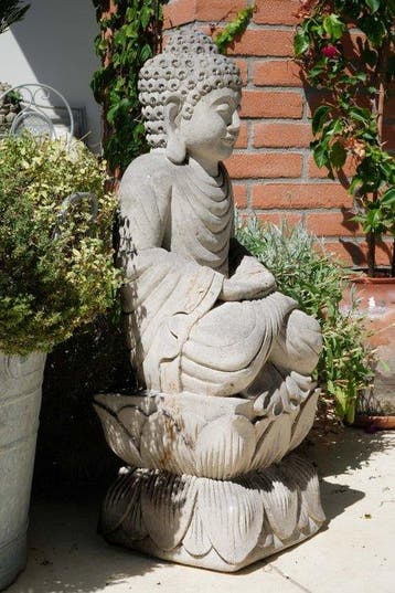 Beeld, Buddha Antico in Pietra Naturale – Grande Scultura