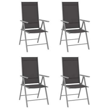 vidaXL Klapstoelen 4 stuks Textilene Zwart, Verzenden, Nieuw