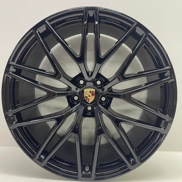 Porsche Macan III ORIGINELE 21 RS Spyder zwart met banden, Ophalen, Banden en Velgen