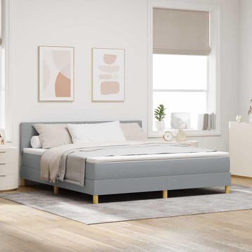 vidaXL LED Box Spring Bed met hoofdeinde Lichtgrijs 180 x, Verzenden