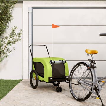 vidaXL Hondenfietstrailer oxford stof en ijzer groen en, Verzenden