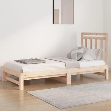 vidaXL Slaapbank uitschuifbaar 2x(90x200) cm massief, Verzenden