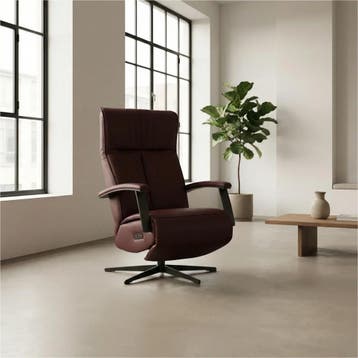 Leren elektrisch relaxfauteuil Pure - Toledo Bordeaux, Bohemian, Industrieel, Modern, Scandinavisch, Nieuw, Ophalen of Verzenden