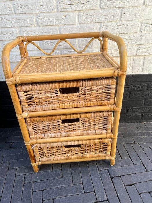Ladekast - Rattan - Ladenkast bamboe/rotan - Drie lades, Antiquités & Art, Art | Objets design