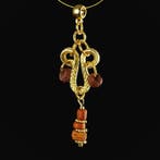 Romain antique Pendant, avec des perles de verre romain
